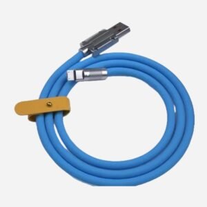 120W/6A Universal Liquid Silicone Fast Charging Cable – Type-C & Micro USB Blue product image