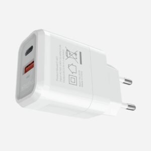 FASTER FAC-950 20W Fast Wall Charger – USB + Type-C Dual Port, QC & PD – White